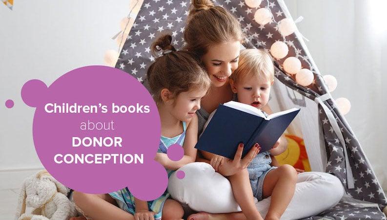 Mother reading children's books about donor-conception to her donor-conceived children