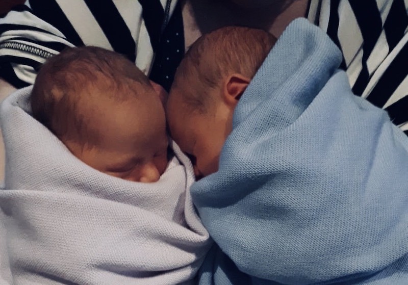Twins conceived with the help of a sperm donor