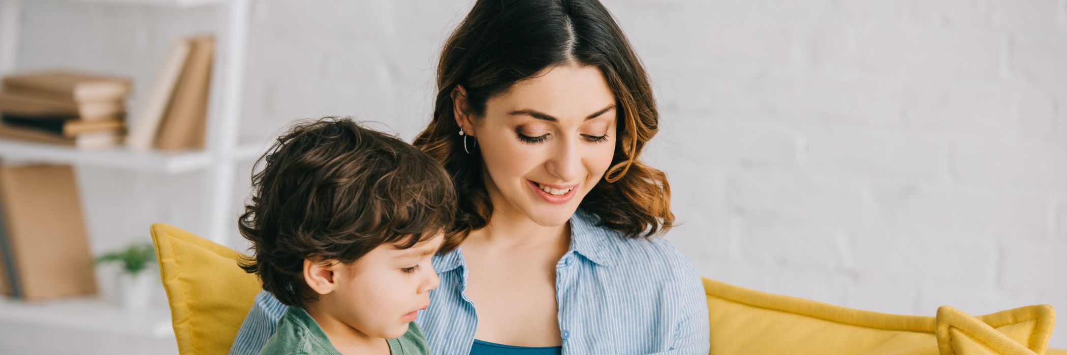 Woman and child reading