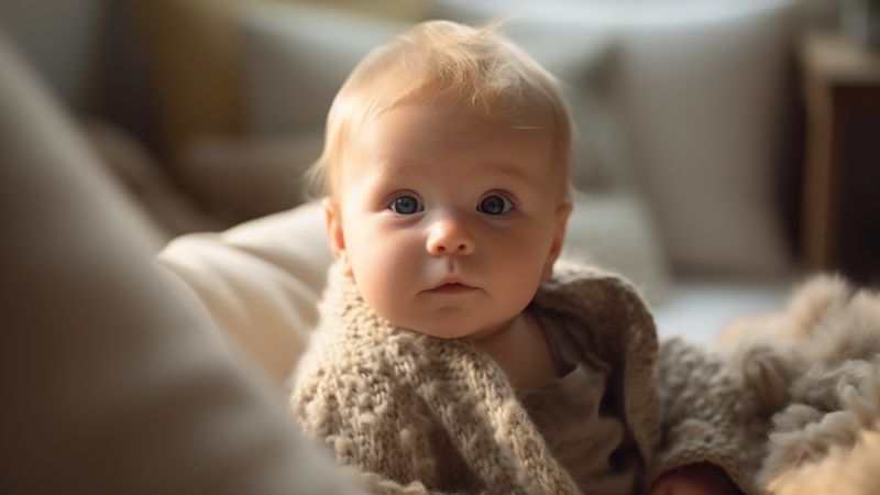 A newborn baby conceived from sperm donation