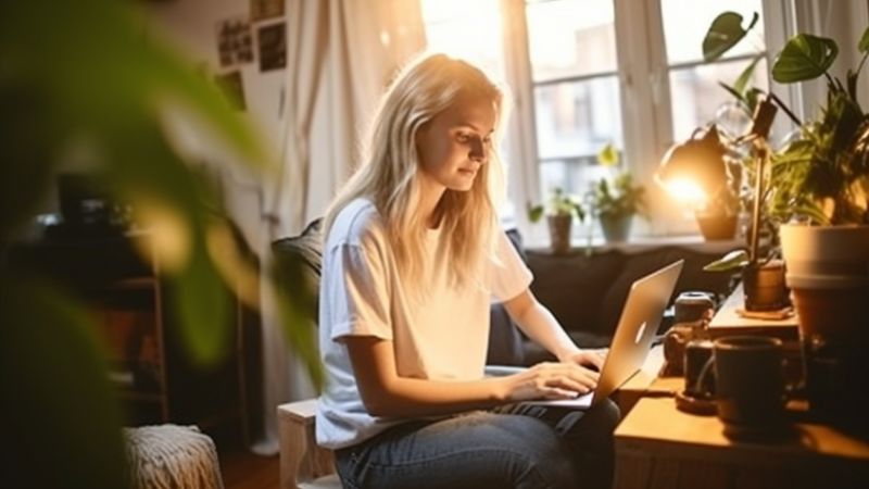 A woman looking for a sperm donor on her computer