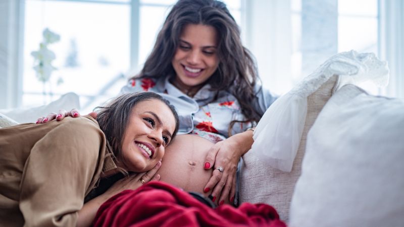 Lesbian couple who is pregnant with their child Lesbian couple who is pregnant with their child