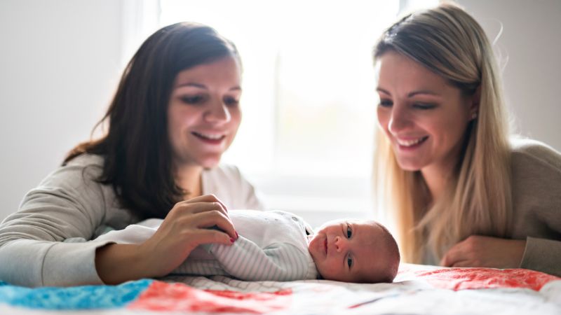 Lesbian couple and their baby Lesbian couple and their baby