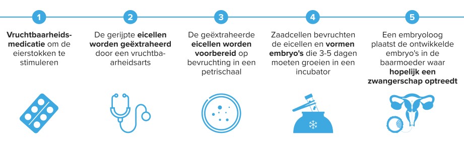 Een grafische illustratie van de ivf-procedure
