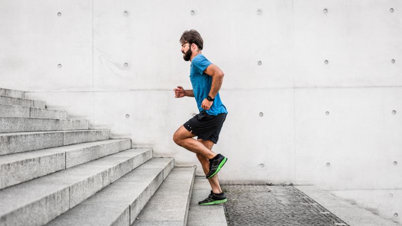 Man running on stairs