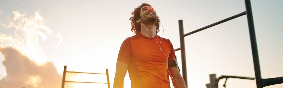 Sperm donor exercising in the sunset