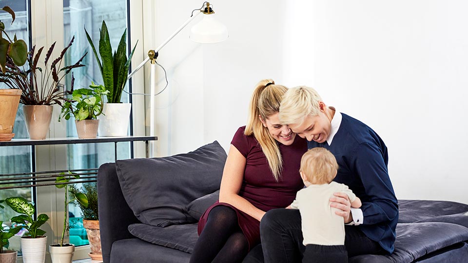 Et lesbisk par som har fået hjælp fra en sæddonor