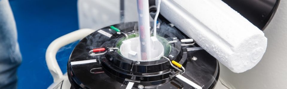 Un campione di seme prelevato da un serbatoio refrigerato