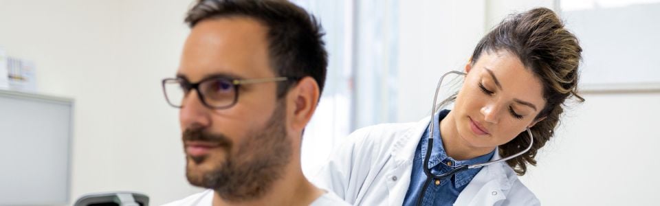 Potential sperm donor being checked by a doctor Potential sperm donor being checked by a doctor