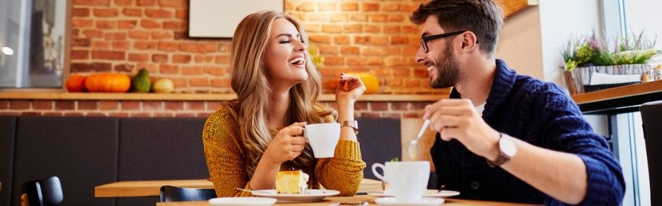A couple on a café