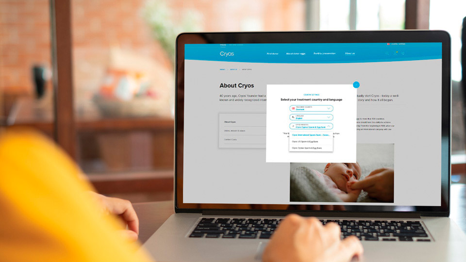 Cryos’ website country settings in search for egg donors