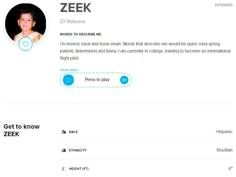 Extended Donor Profile for sperm donor ZEEK