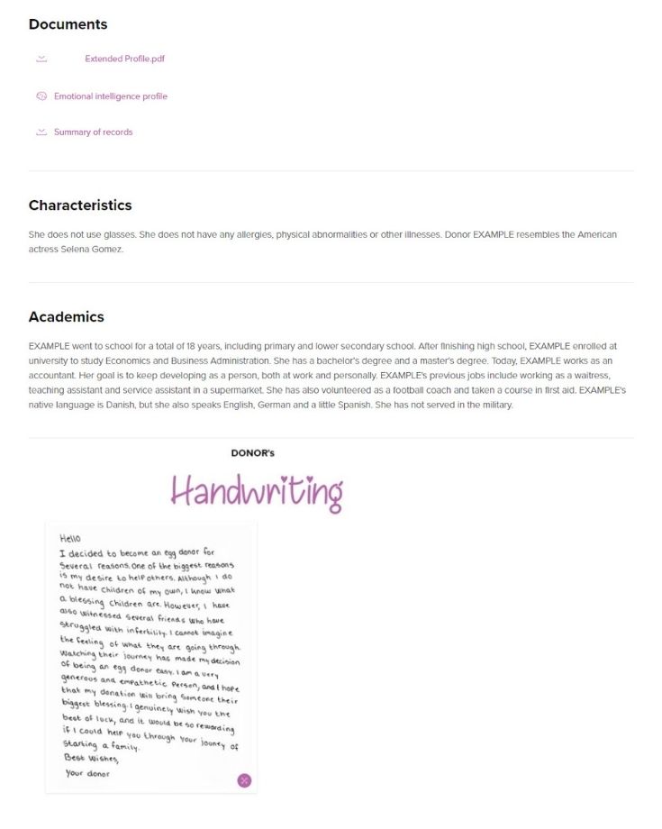 Extended Egg Donor Profile