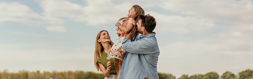 A family playing outside